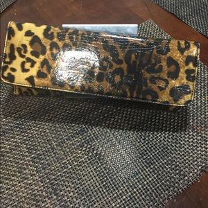 H&M leopard print clutch purse
